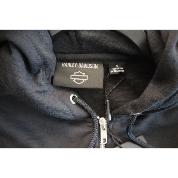 Harley-Davidson Women Sz S Black Beauty Special Racer Font Zip Front Hoodie - Picture 3 of 11